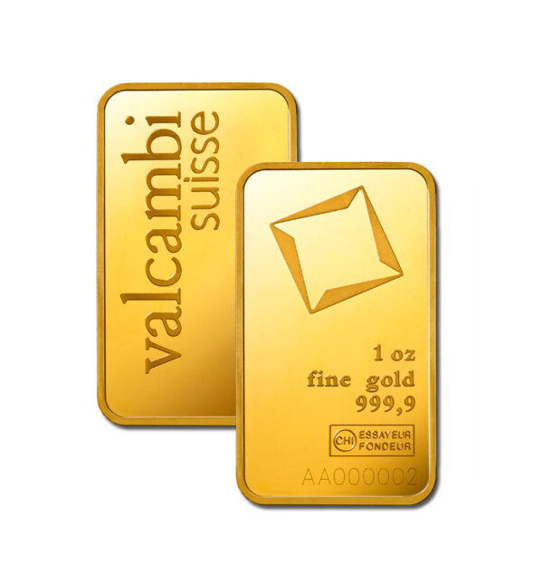 1oz Valcambi Suisse Gold Bar (New w/ Assay)