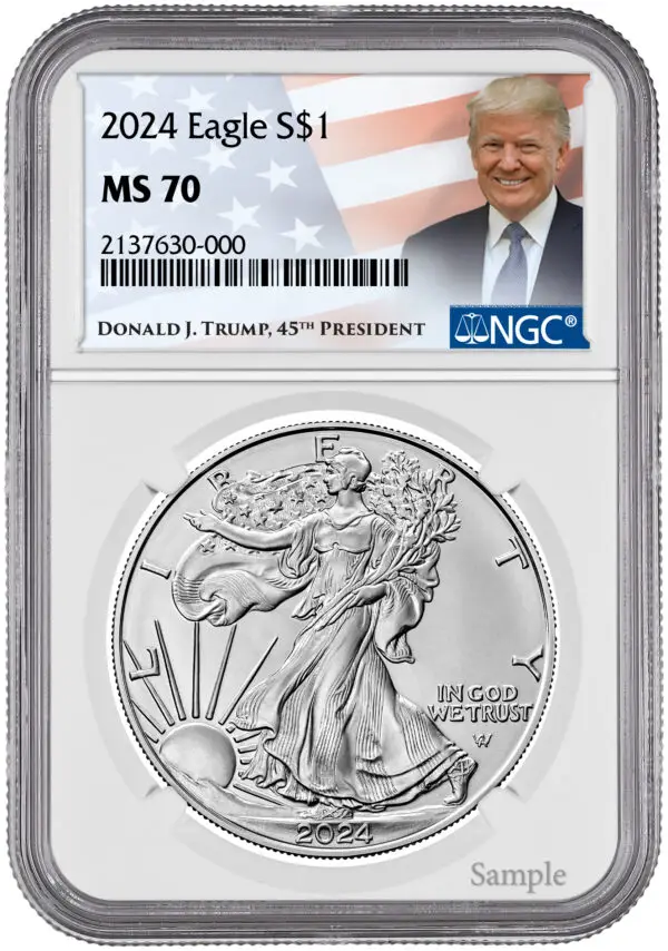 2024 1oz Silver Eagle NGC MS70 Trump Label